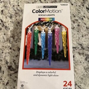 Gemmy Lightshow 24 Count ColorMotion Multicolor LED Christmas Icicle Lights NEW